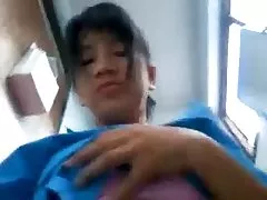 Japanese woman manipulates minipimmel with hands and feet